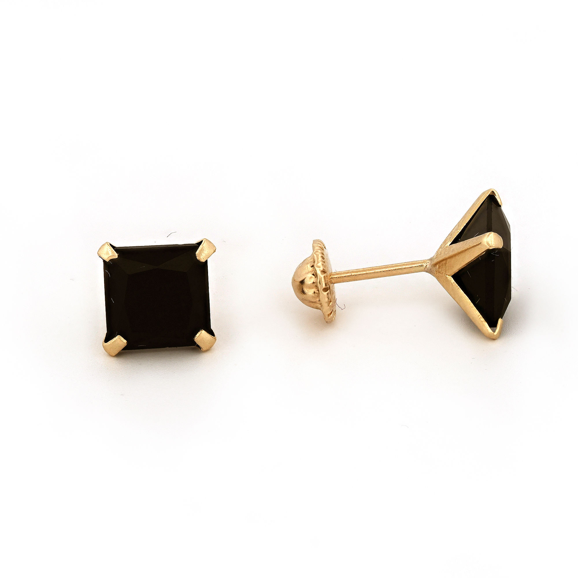 14k Yellow Gold and Onix Stone Studs