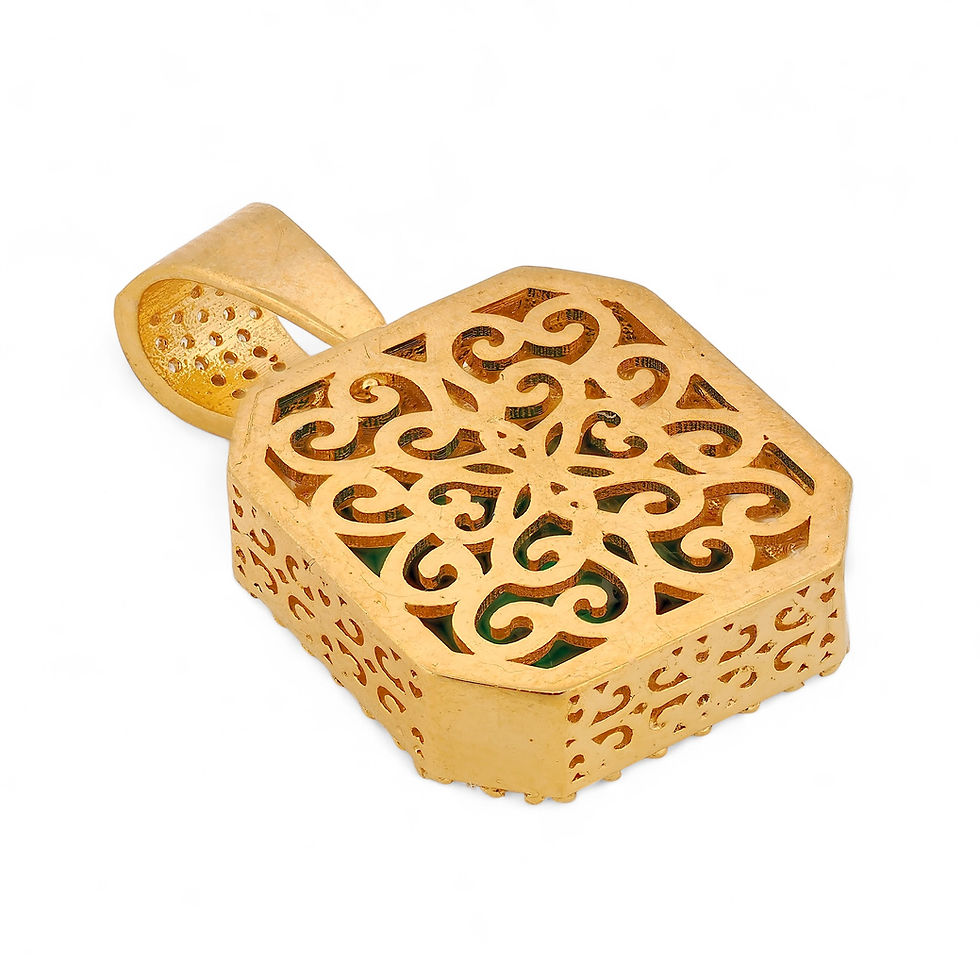 Thumbnail: 14k Yellow Gold and Green Cubic Zirconia Charm