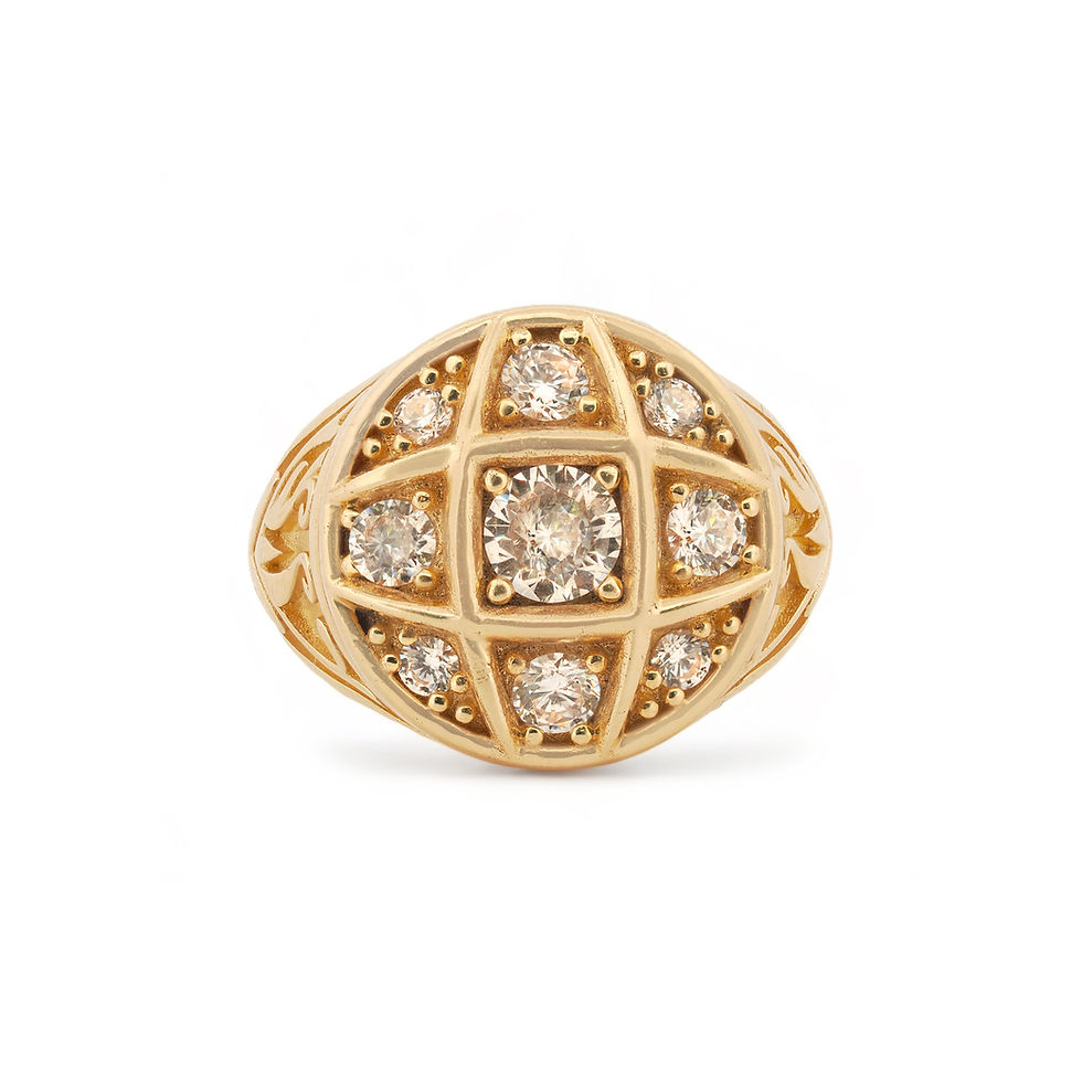 Thumbnail: 14K Yellow Gold Dome Ring with CZ