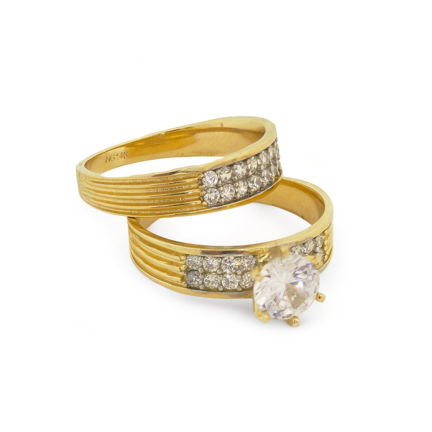 14K Yellow Gold Duo Wedding Band Ring