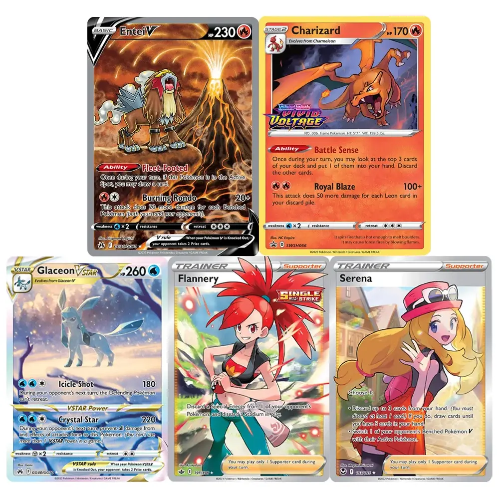 Pokemon Cards Foil Flash Card Sword-shield Series Pikachu Entei Flannery Leafeon