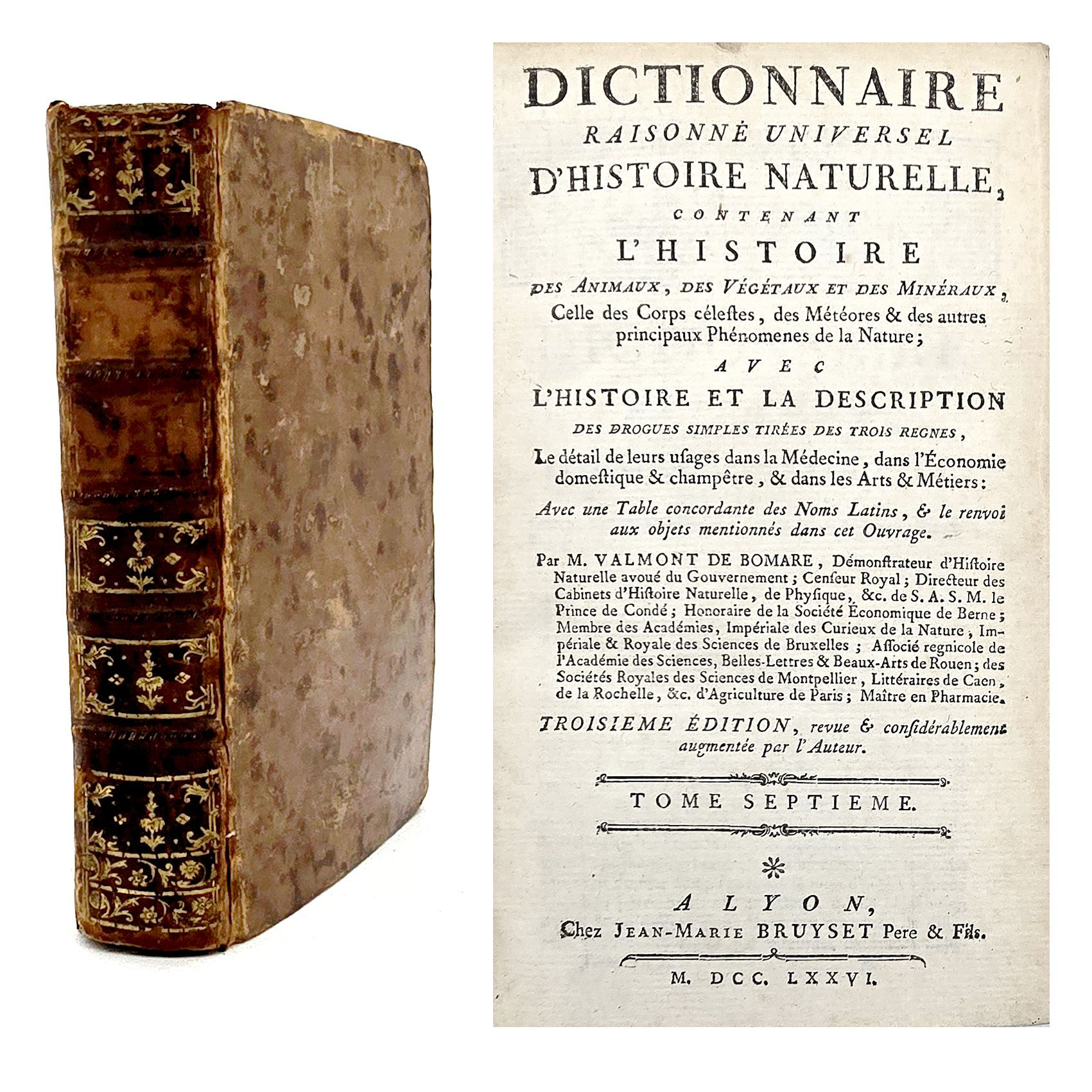 1776 - Bomare: Dictionnaire raisonné universel d'Histoire Naturelle. Tome 7