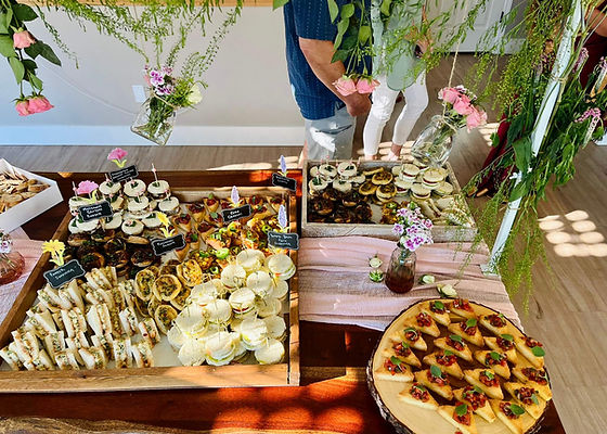 Beautifully styled tea party food setup