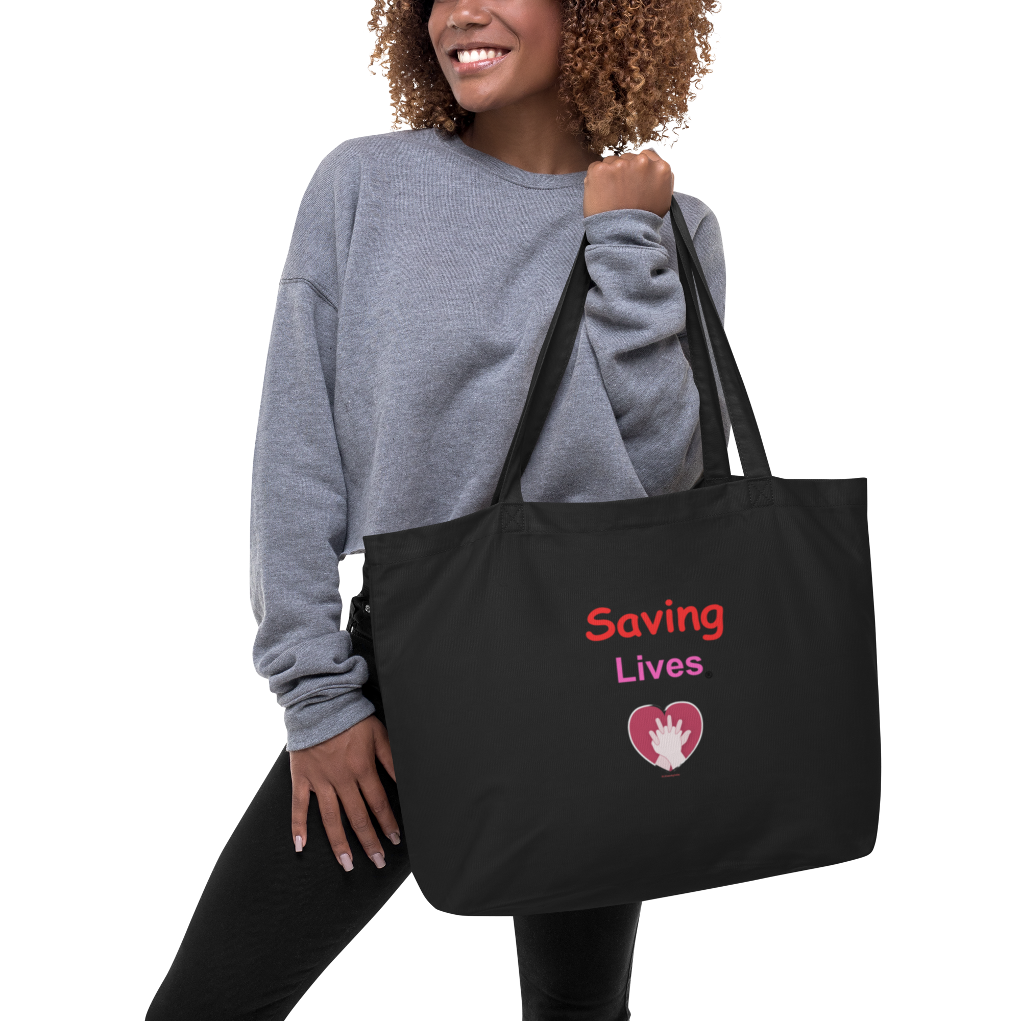 Saving Lives Large organic tote bag