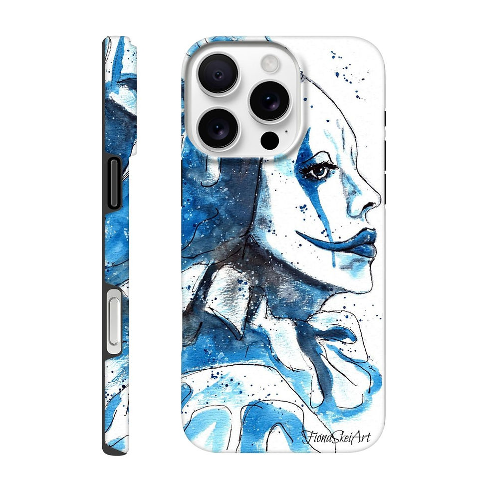 Blue watercolor portrait iPhone case