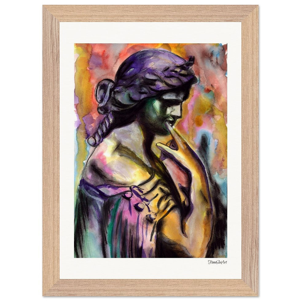Thumbnail: Vibrant Afrodite Mounted Framed Poster – Premium Oak & Ash Frame. Colorful artwork of a statue.