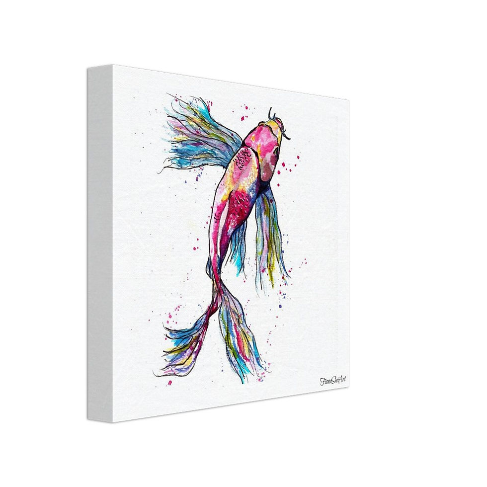 Colorful Koi fish painting, Fiona Skei Art