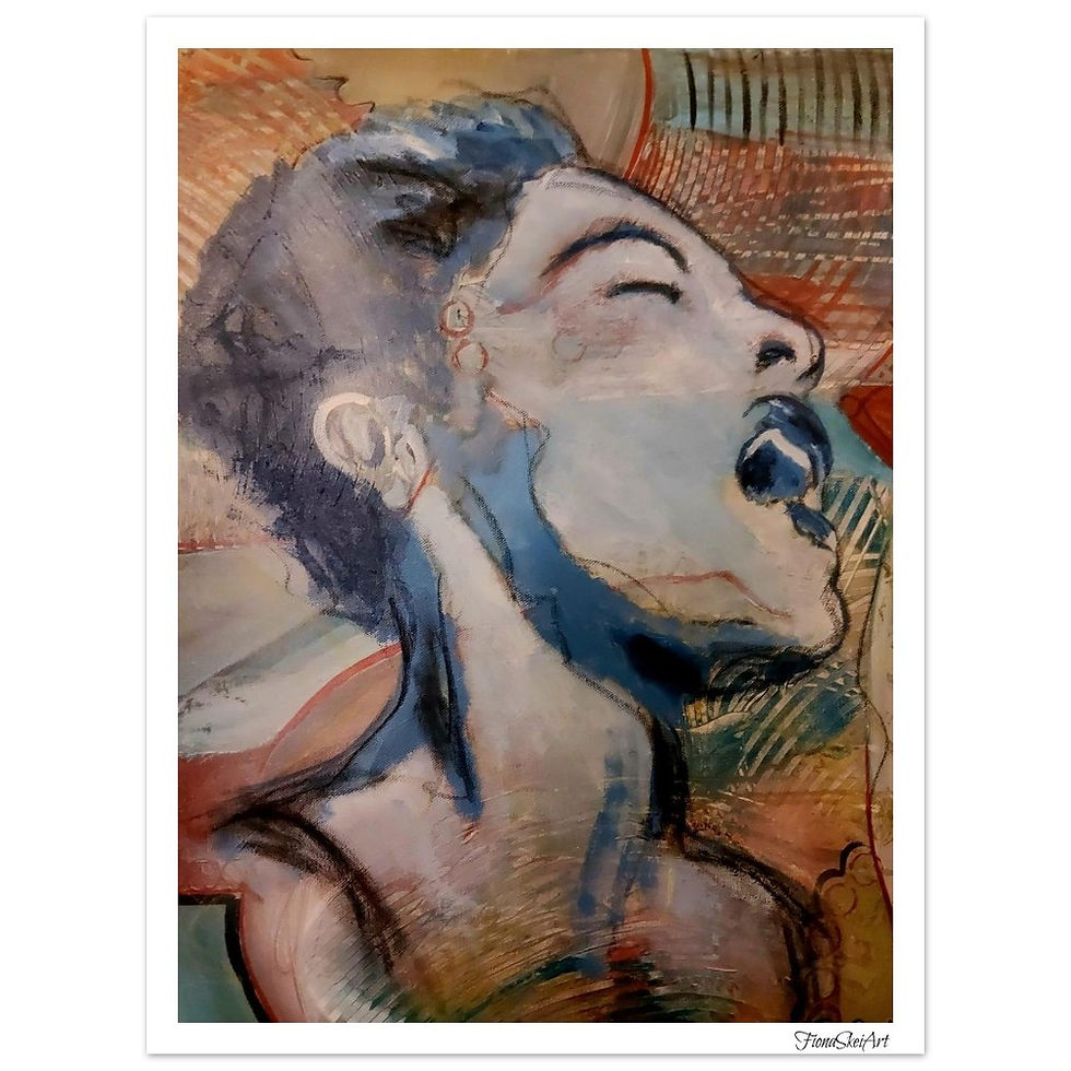 Expressive portrait painting of Billie Holiday