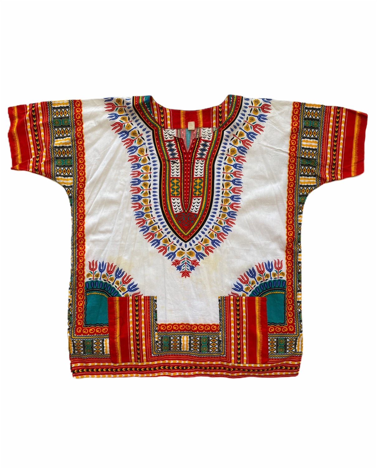 White/ Orange Short Sleeve Dashiki (L/XL)