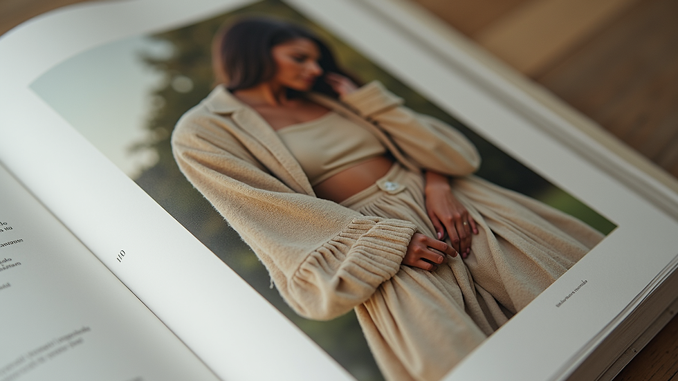 Close-up view of a sustainable fashion feature in a magazine