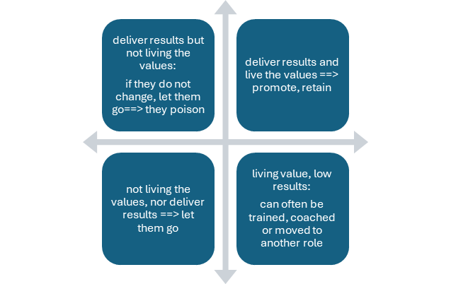 Performance - Value Matrix: getting results vs. living the values