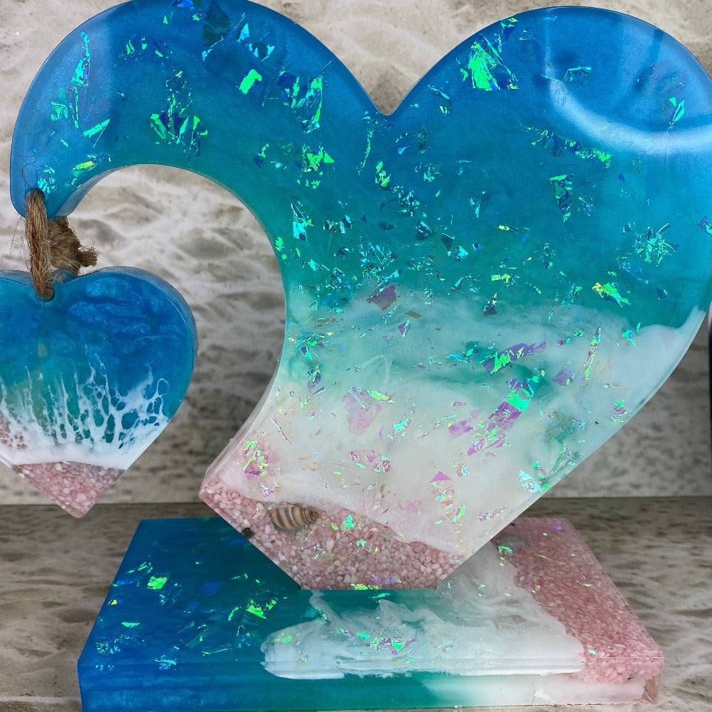 Double Coeur en Resine sur Commande