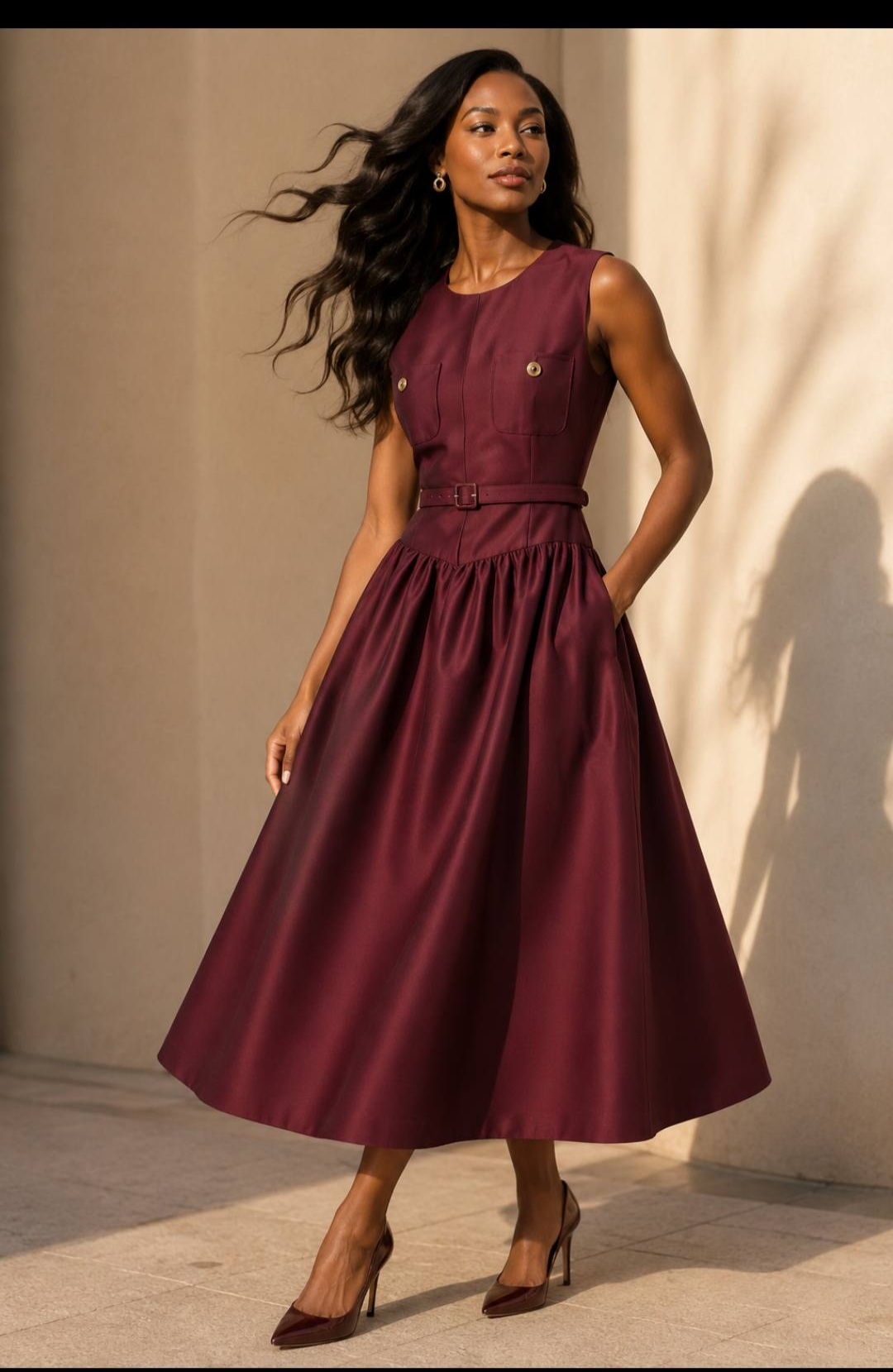 Robe Midi ELEGANCE BURGUNDY