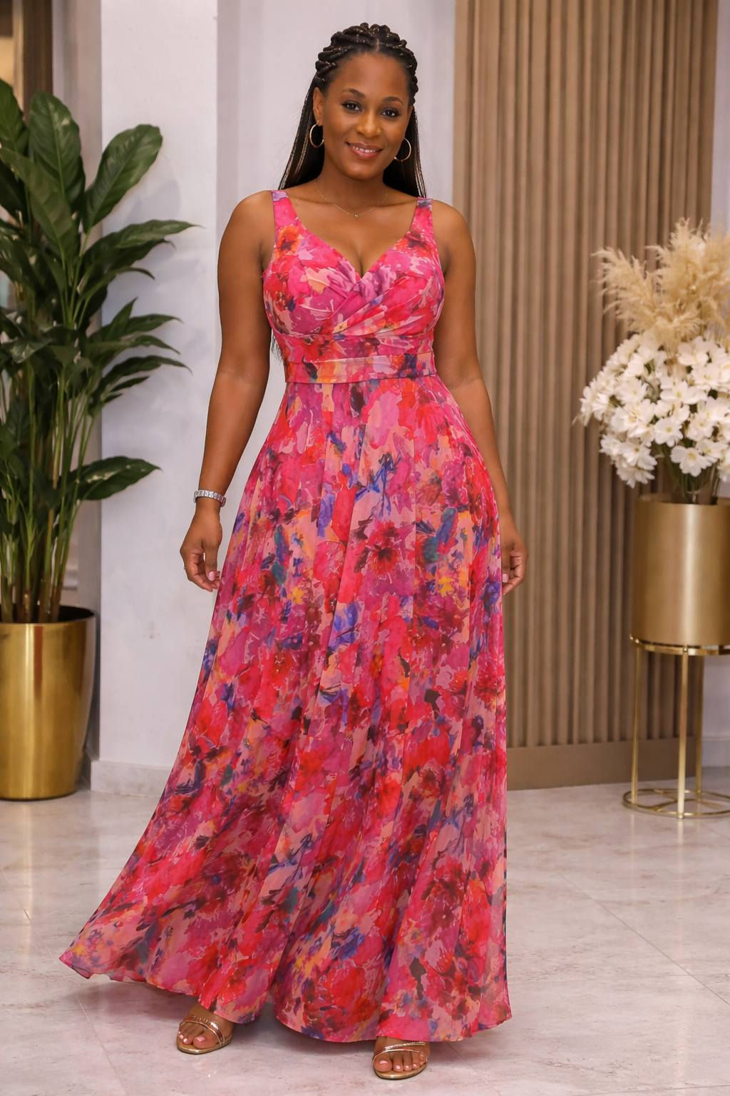 Longue Robe de Cocktail Élégance Florale