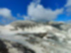 Vista verso il Sas Pordoi (dx) e Forcella Pordoi (centrale)