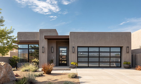 Home with new residential replacement garage door in Corrales, NM