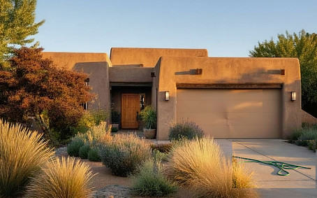 Home with crashed garage door in Placitas, NM