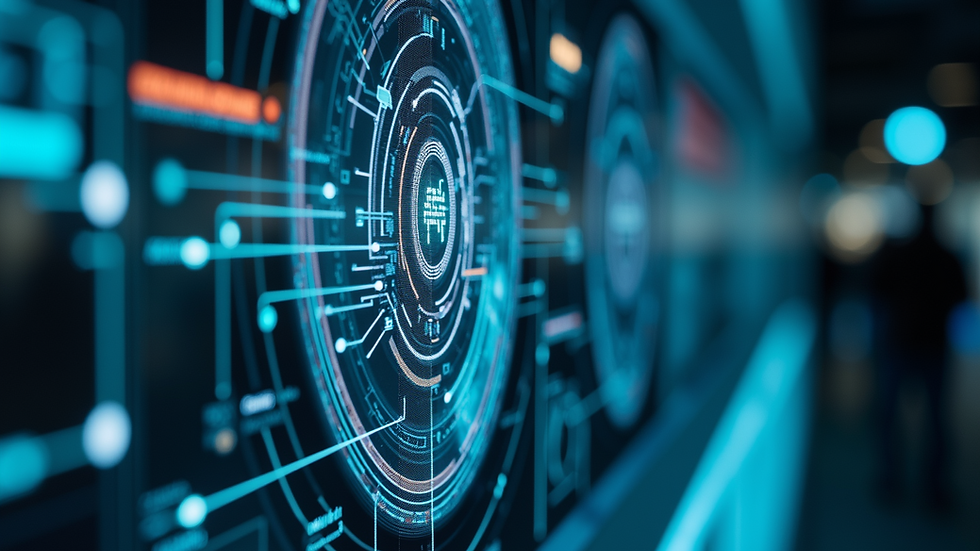 Close-up view of a futuristic interface displaying AI-driven elements