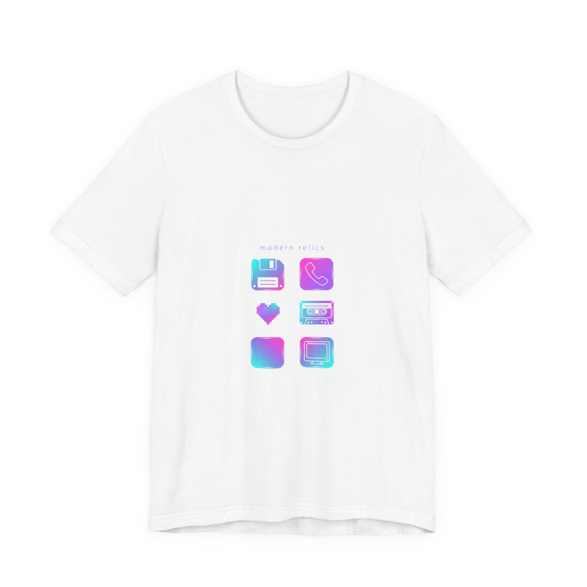 Retro Tech Icons Tee — Vaporwave Floppy Disk & Heart Graphic T-Shirt