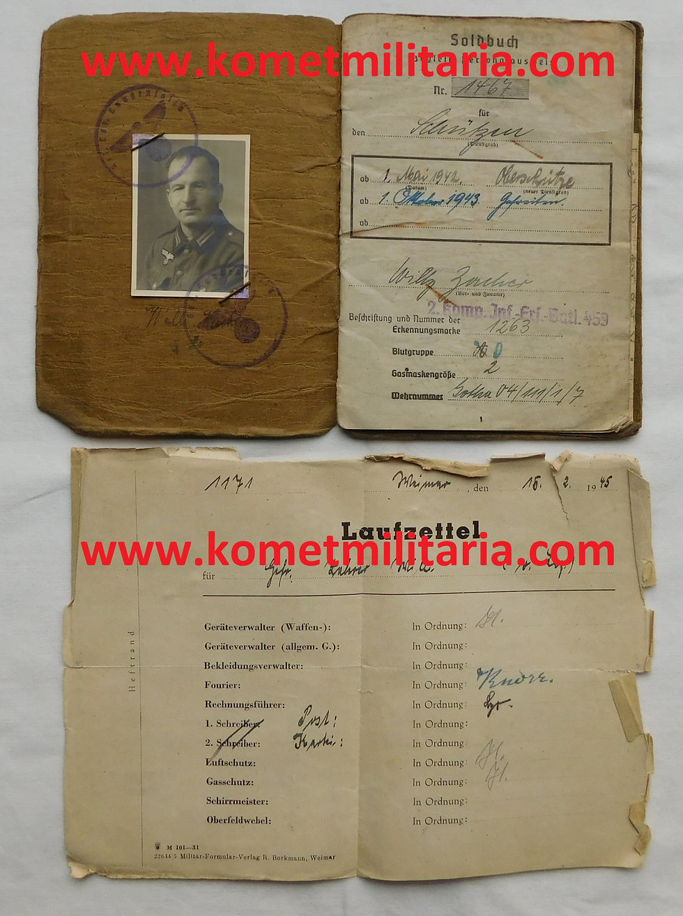 Soldbuch Gefreiter Kraftfahr Komp. 81- Panzer Gren.-Rgt. 1 - 1. Panzer Division
