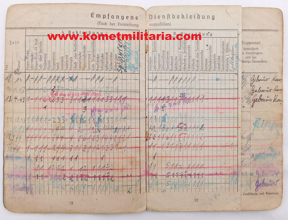 Thumbnail: Soldbuch FLAK Obergefreiter Schw. Flak Abt. 257+293- Flakrgt. 27 Flakkampfabz.