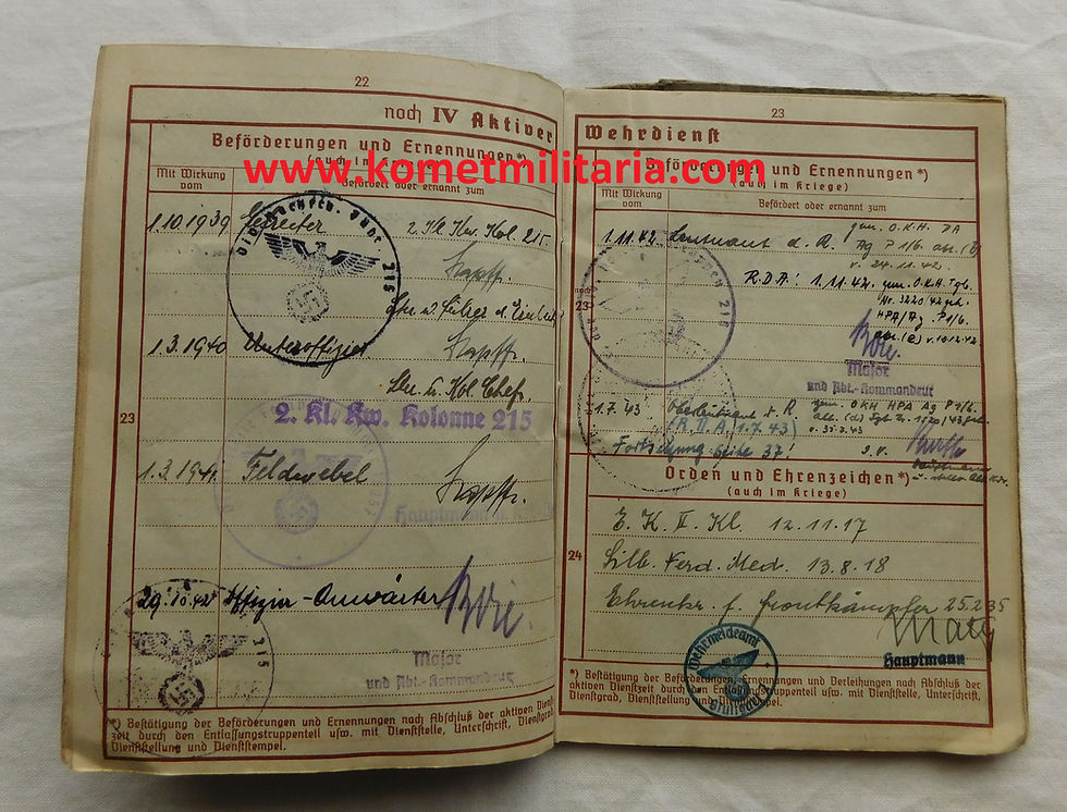 Thumbnail: Wehrpass decorated Hauptmann, Inf. Div. Theodor Körner, Endkampf um Berlin 1945