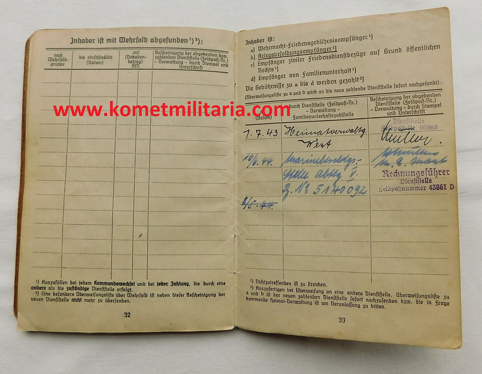 Thumbnail: Soldbuch+paperwork  Sanitäts-Obgfr. Marine-Lazarett Cherbourg-Festung Lorient