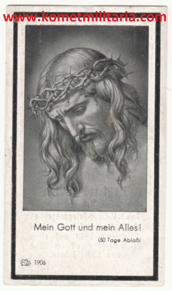 Thumbnail: sterbebild-death card Maschinen-Obergefreiter, U-122, North Atlantic 1940