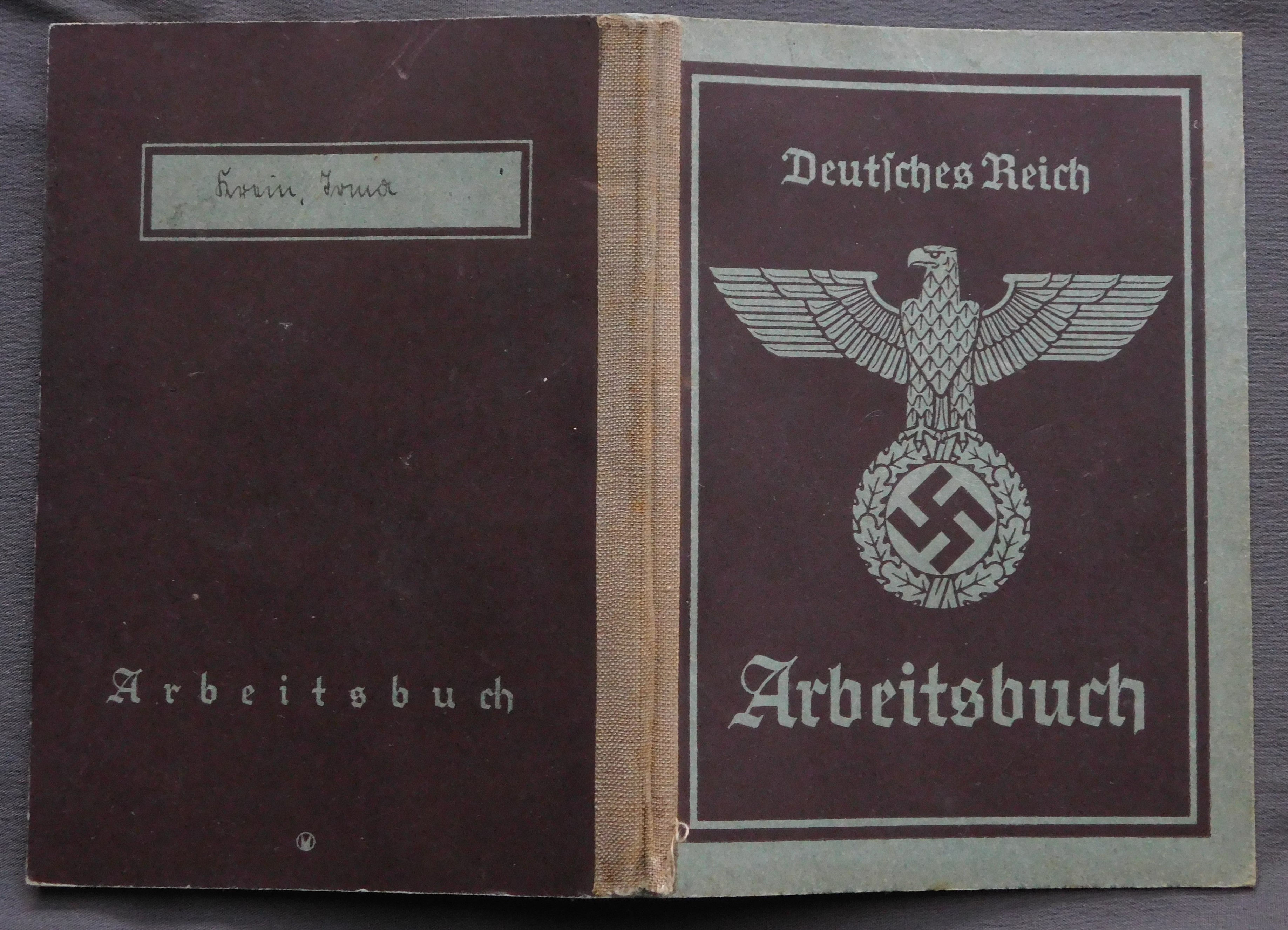 Arbeitsbuch female worker Reichsbahn Oschersleben-Merzig