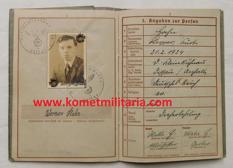 Thumbnail: Wehrpass Gefreiter 3. Komp. Fallschirmjäger Pionier Bataillon KIA  Russia 1943