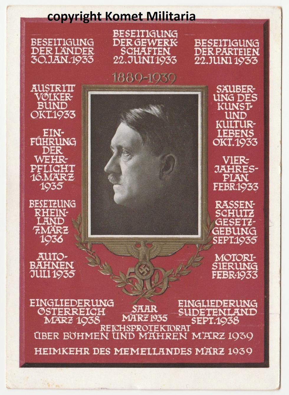 Postkarte/Postcard 50. Geburtstag Adolf Hitler's 1939