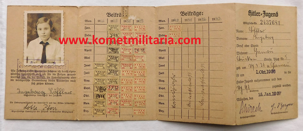 BDM Mitglieds-Ausweis der Hitlerjugend/ BDM Membership Card Hessen-Nassau