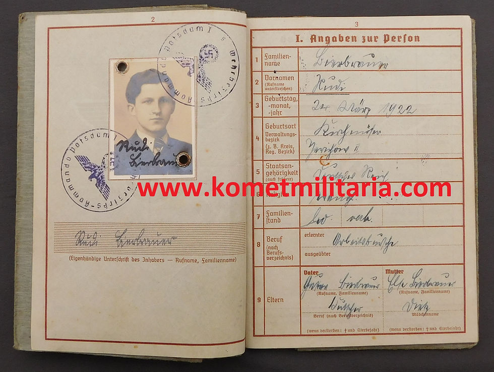 Thumbnail: Wehrpass+ 2 Urkunden (PKA+OST) Ogfr. Panzer-Grenadier Rgt.3, KIA  1943
