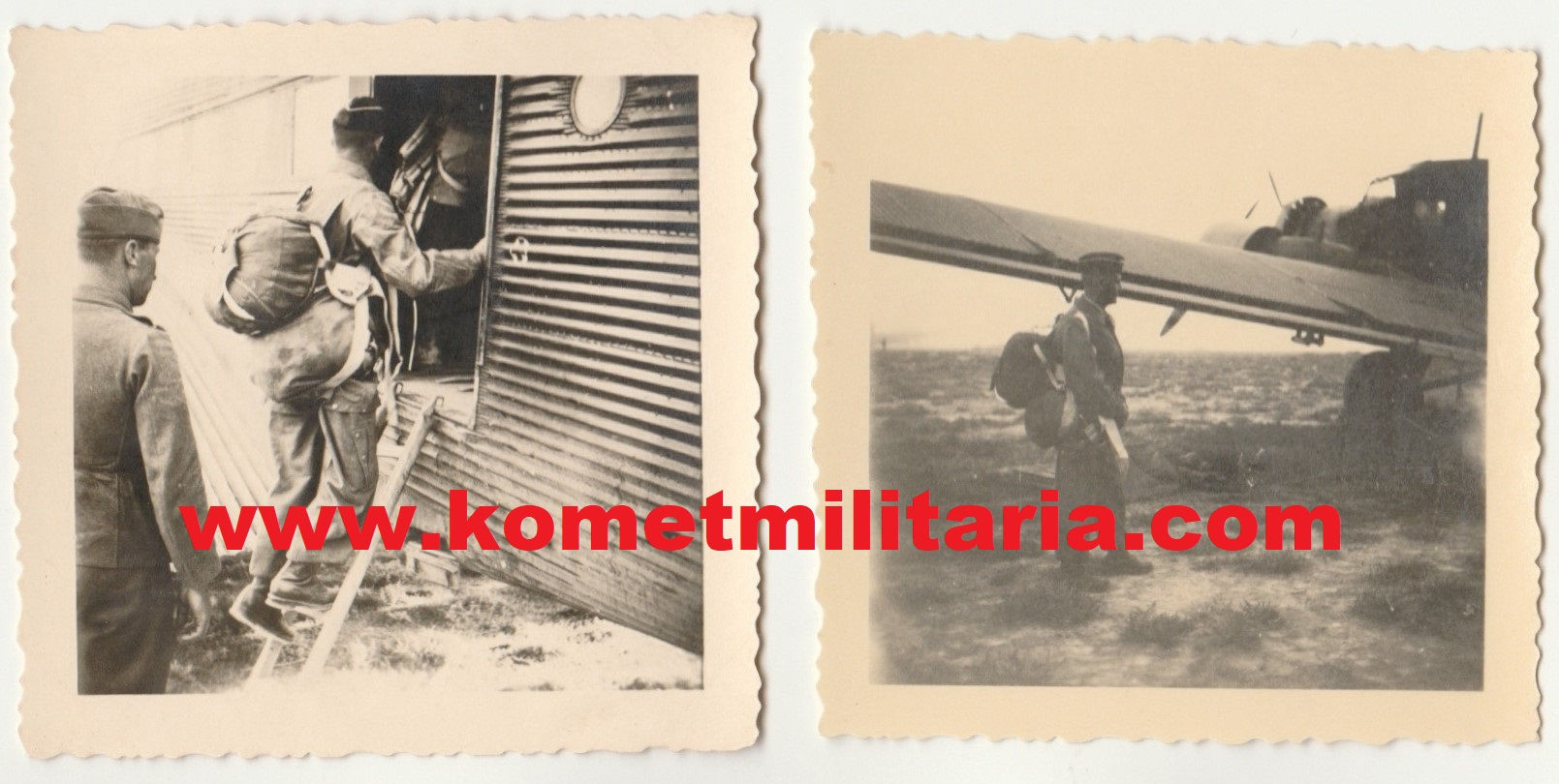 2x Foto Oberleutnant Gansewig 12. Komp.  Sturmregiment vor dem Start nach Kreta