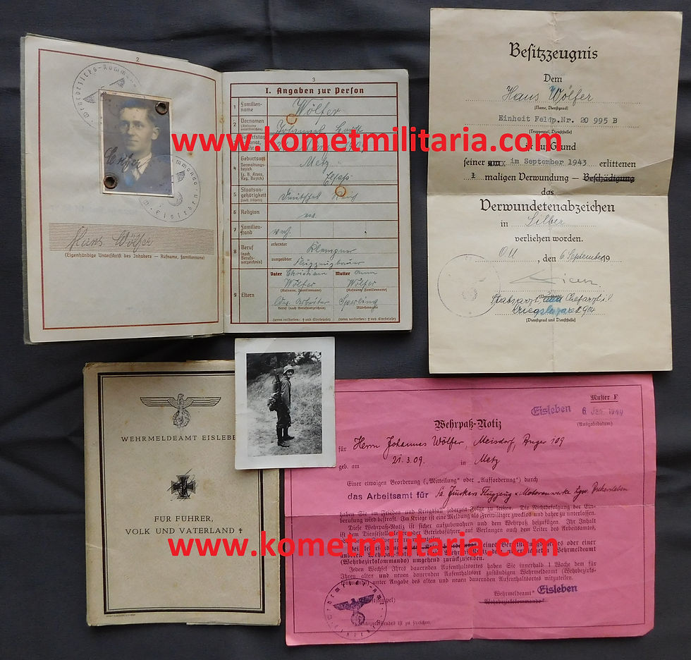 Wehrpass+ Urkunde Verwundetenabzeichen Silber Gren. Rgt. 385 Charkow