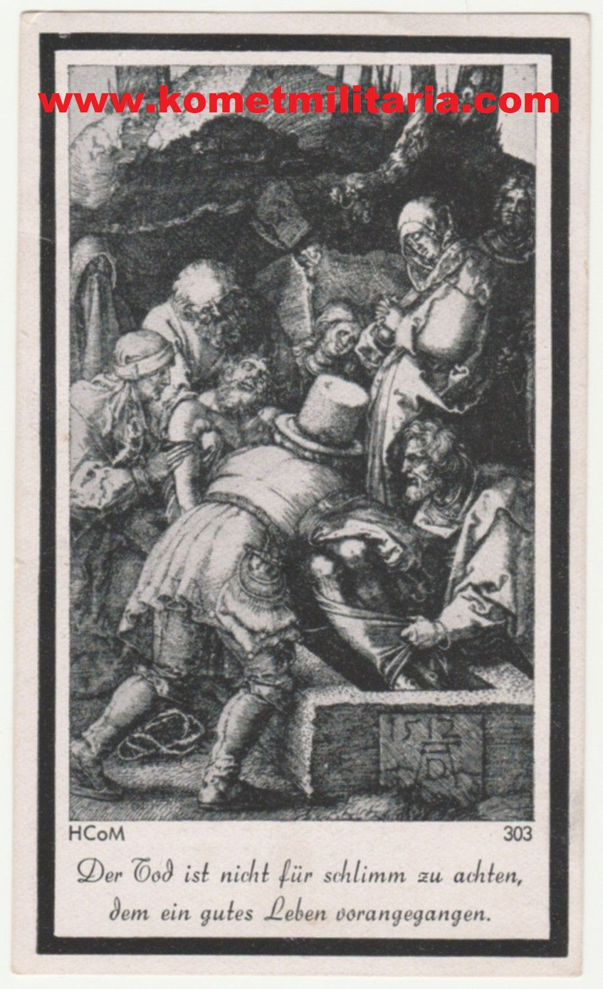 Thumbnail: Sterbebild-death card SS-Rottenführer Panzer-Grenadier KIA 1943