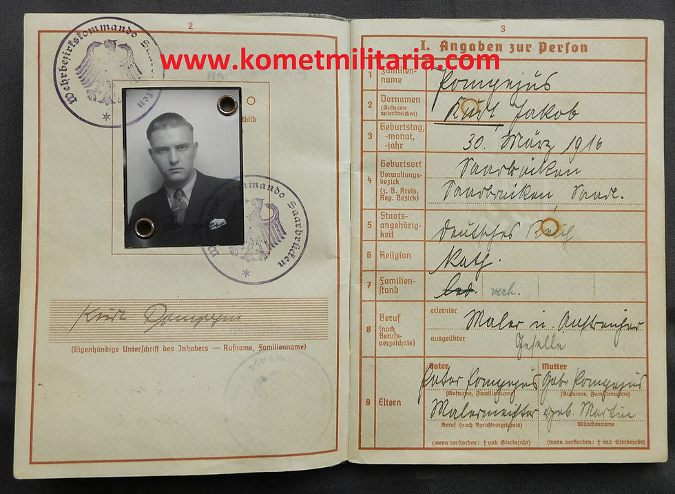 Thumbnail: Wehrpass+Fotos Uffz. Panzerfahrlehrer KIA Training accident Versailles 16.8.1943