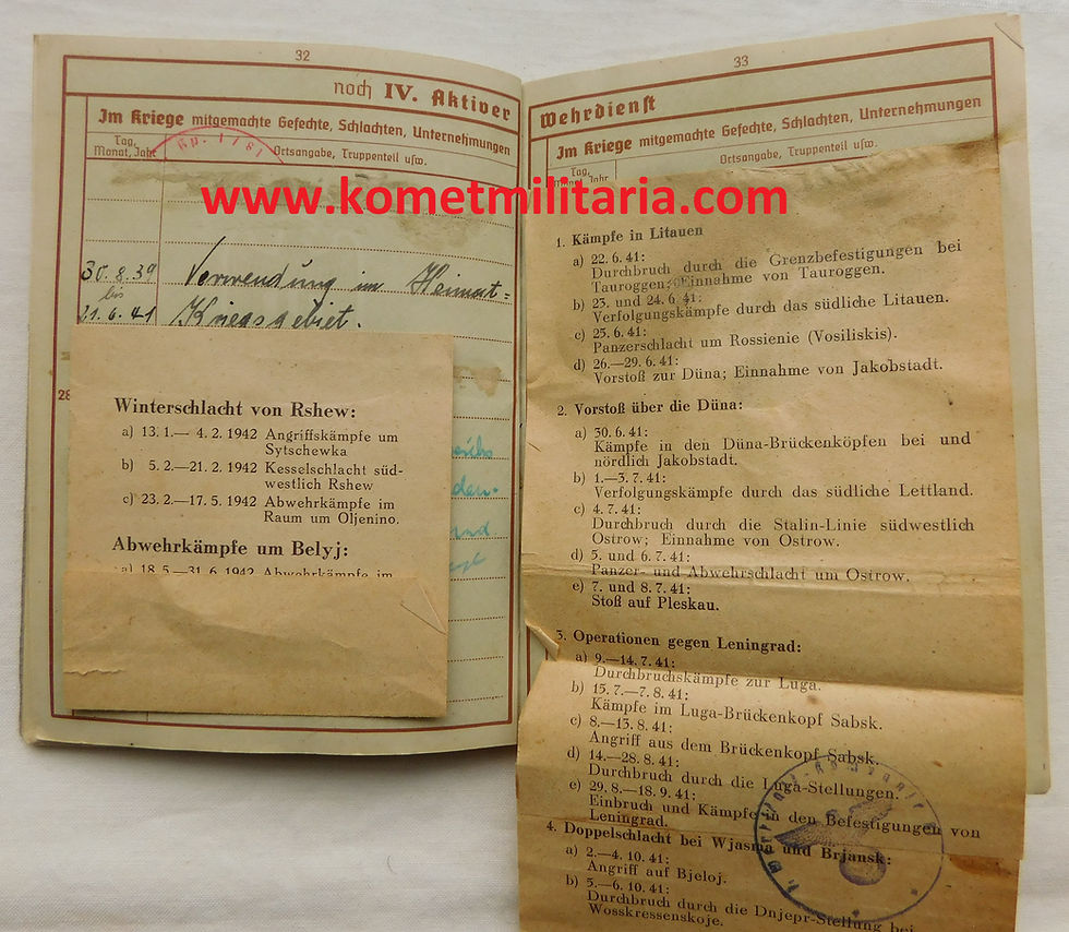 Thumbnail: Wehrpass Obergfr. Sanitäts-Kompanie 81- Pz. Gren. Rgt. 113 gefallen 1944 Ukraine