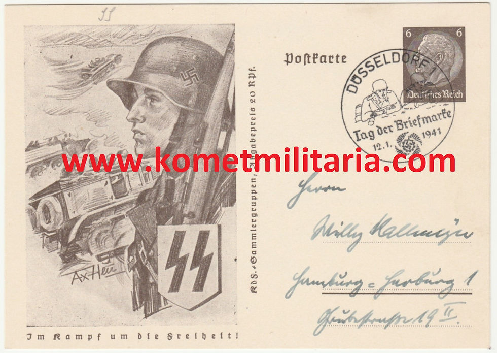 Propaganda Postkarte/Postcard "Im Kampf um die Freiheit" Waffen SS