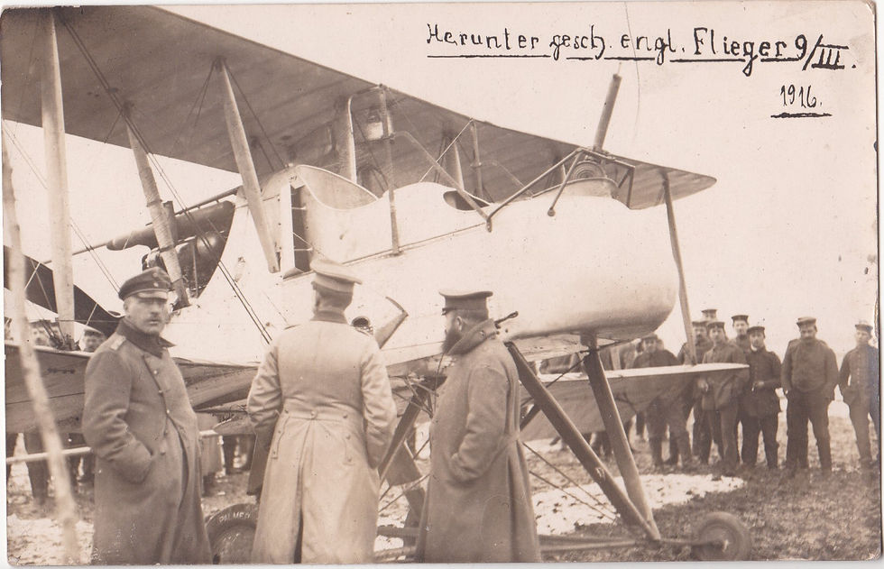 WWI shot down English plane postcard sized
