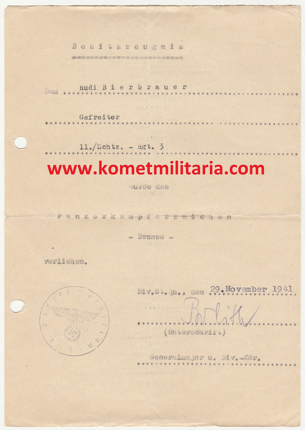 Thumbnail: Wehrpass+ 2 Urkunden (PKA+OST) Ogfr. Panzer-Grenadier Rgt.3, KIA  1943