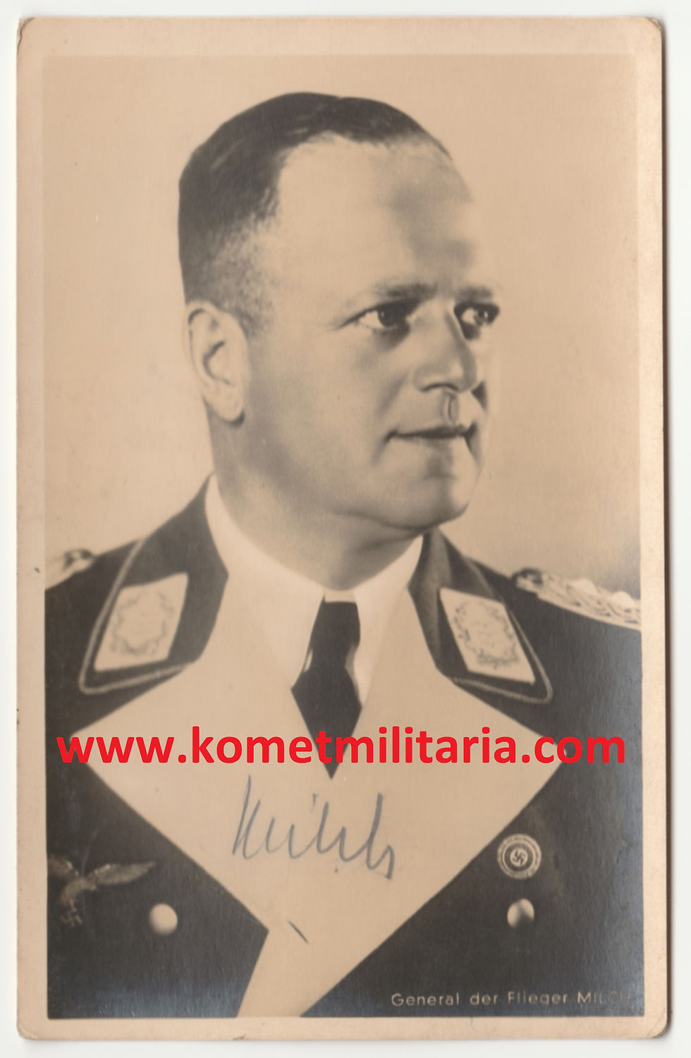 Hoffmann Postcard with Originalunterschrift Generalfeldmarschall Milch