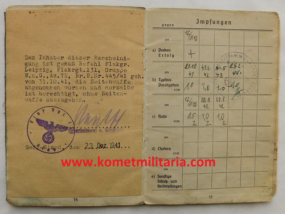 Thumbnail: Soldbuch Unteroffzier FLAK Regiment 131- Ingenieur- Fliegertechnische Schule 7