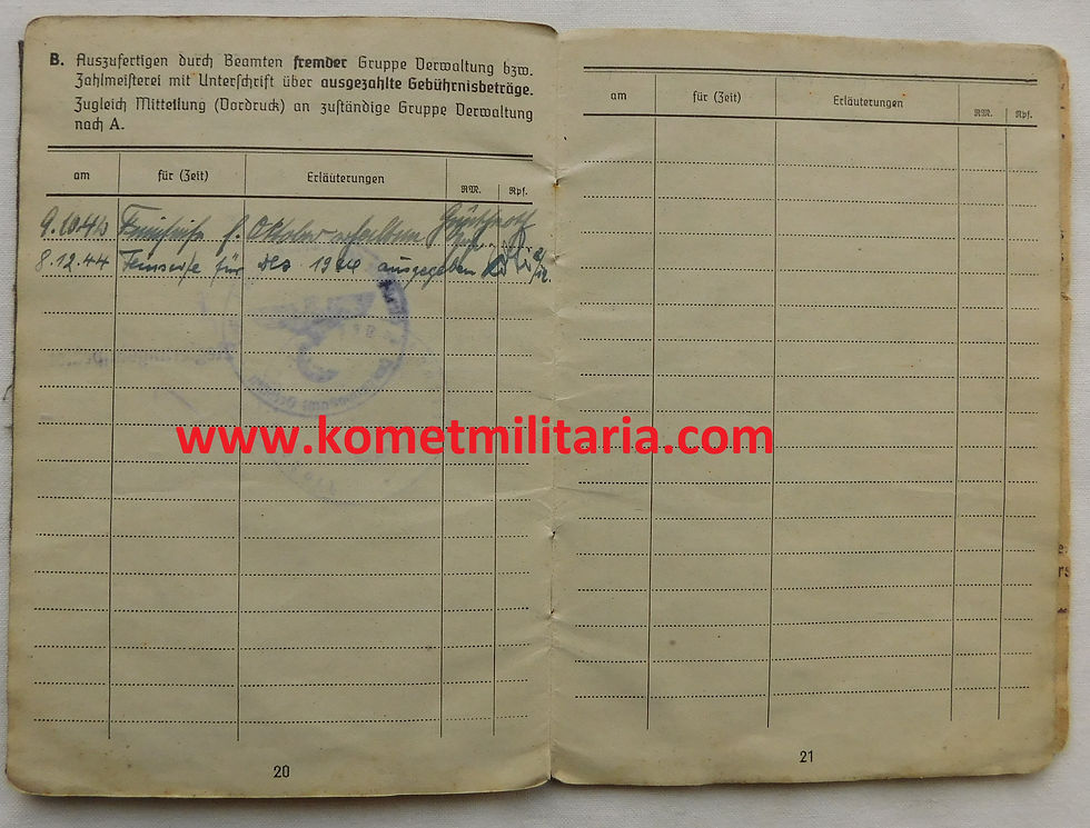 Thumbnail: Soldbuch Unteroffzier FLAK Regiment 131- Ingenieur- Fliegertechnische Schule 7