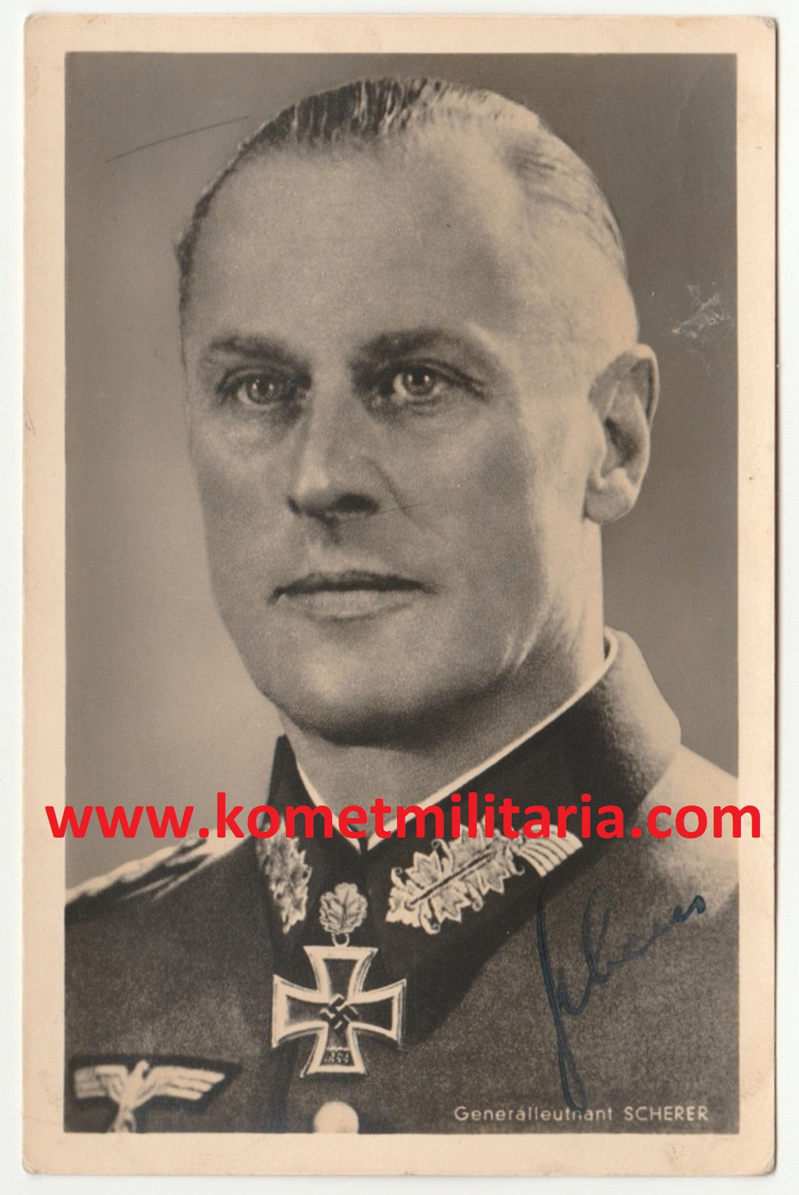 Hoffmann Postcard with Originalunterschrift Generalleutnant Theodor Scherer