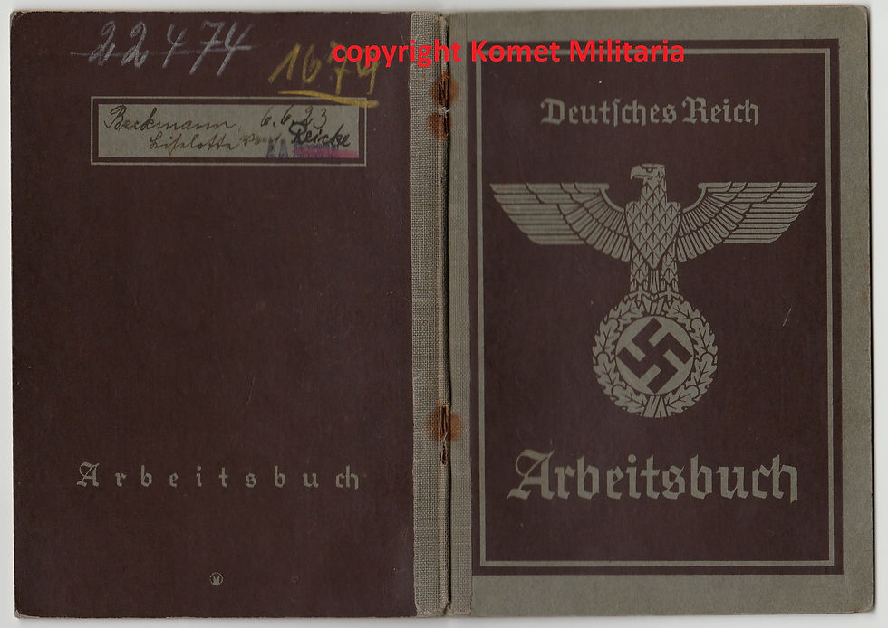 Arbeitsbuch female workerJunkers Flugzeugwerke Dessau