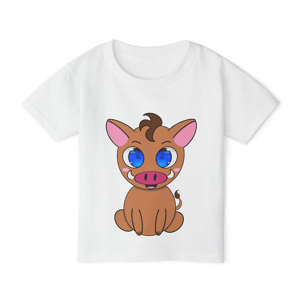 Pig Toddler T-Shirt with Cute Boar Animal Design