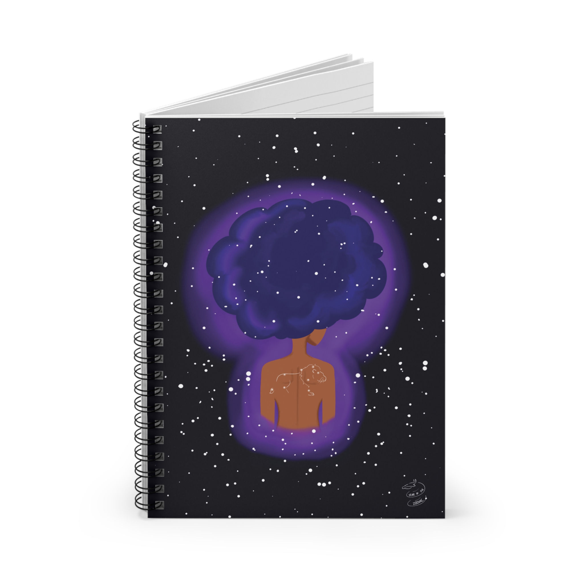 Afro Black Girl Leo Spiral Notebook - Ruled Line