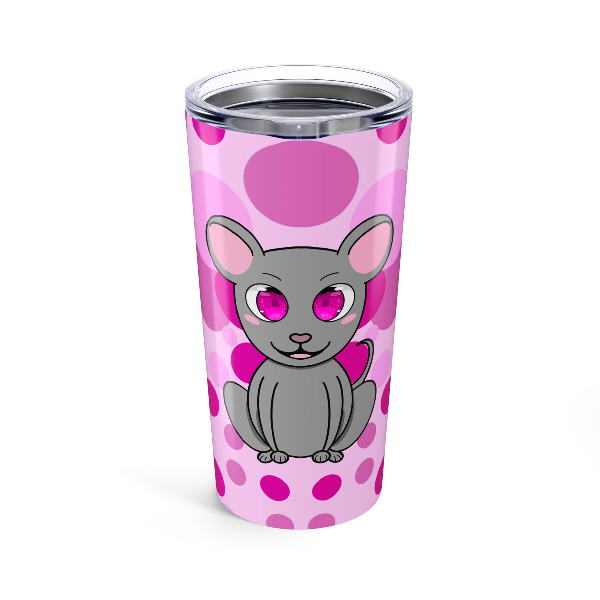 Nezumi Cute Mouse 20oz Tumbler - Pink Polka Dot Design