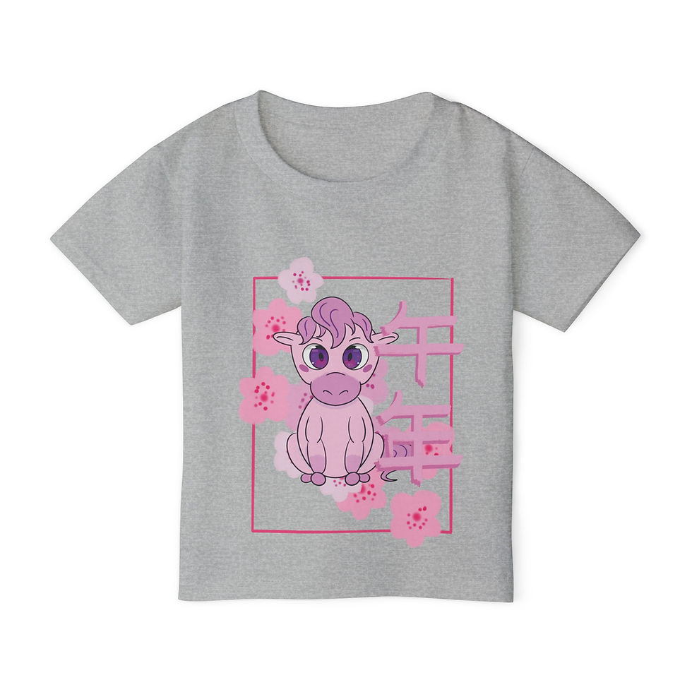 Thumbnail: Toddler T-Shirt — Cute Pink Zodiac Horse with Cherry Blossoms (Lunar New Year)